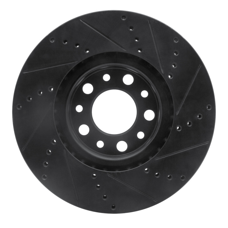 Chrysler 200 Brake Rotor (1) - Front Left - R1 Concepts - Drilled & Slotted - Black - `13-`23